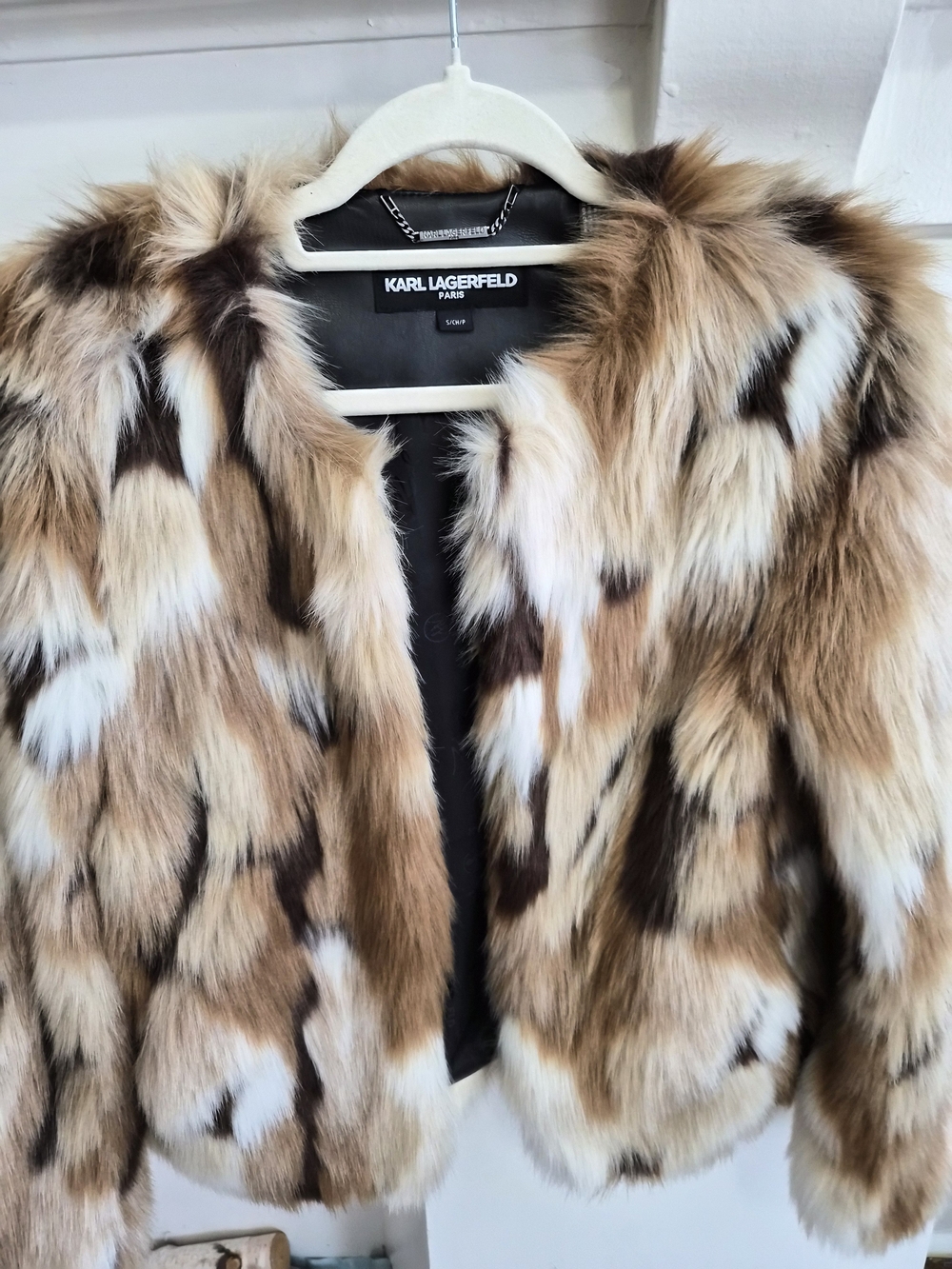 Karl Lagerfeld Multi-Color Faux Fur Teddy Jacket